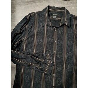 Calvin Klein vintage Y2K print men's long sleeve button shirt cotton XL
